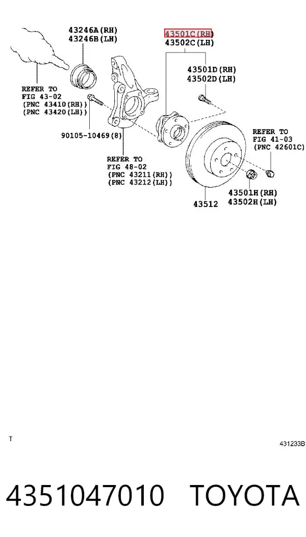 Buje de rueda delantero 4351047010 Toyota