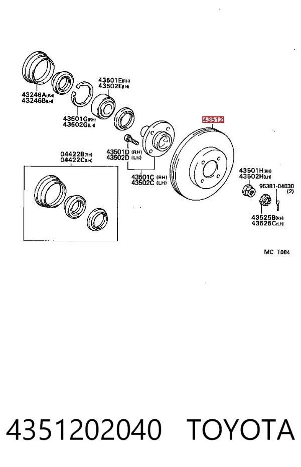 Disco de freno 4351202040 Toyota