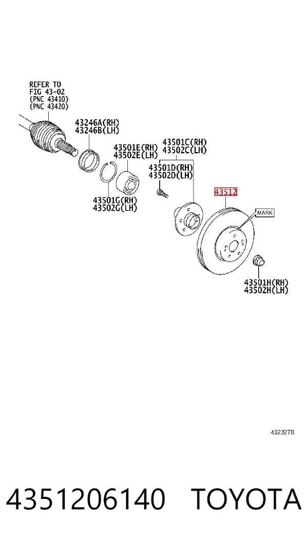 Disco de freno 4351206140 Toyota