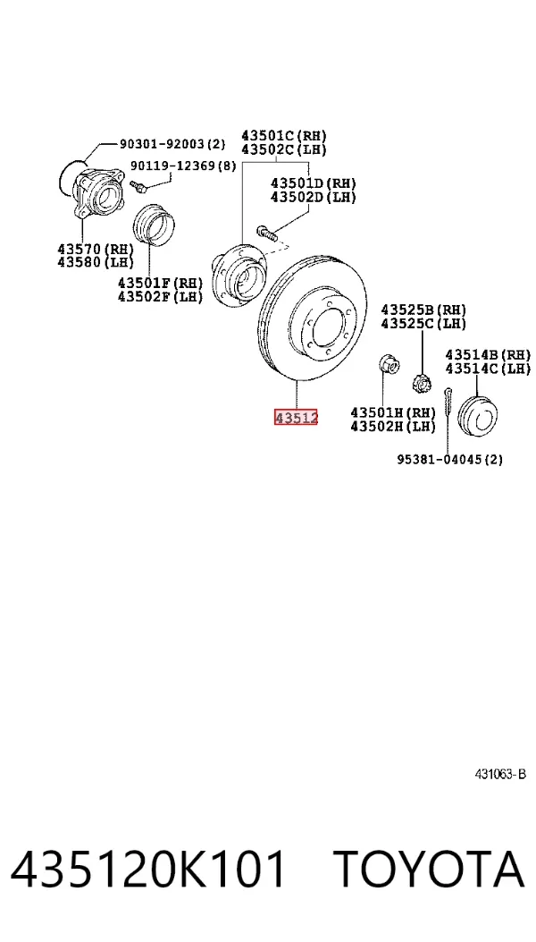 Disco de freno 435120K101 Toyota