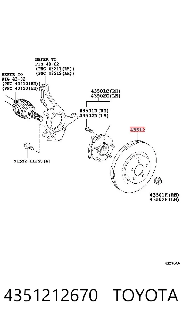Disco de freno 4351212670 Toyota