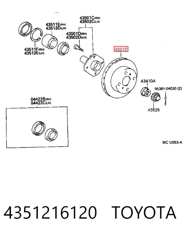 Disco de freno 4351216120 Toyota