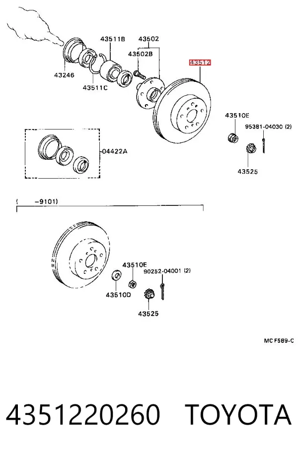 Disco de freno 4351220260 Toyota