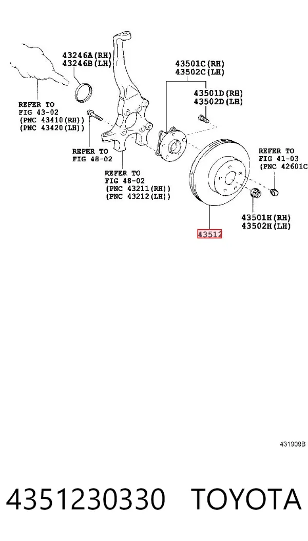 Disco de freno 4351230330 Toyota