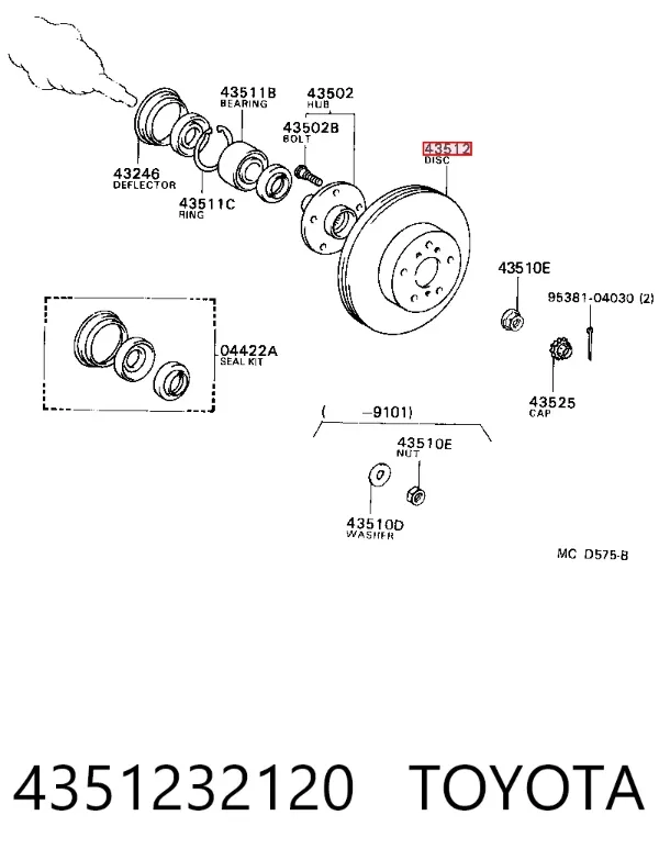 Disco de freno 4351232120 Toyota