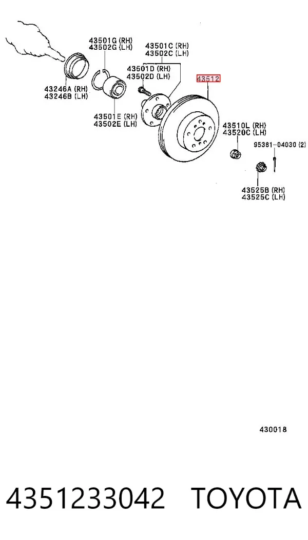 Disco de freno 4351233042 Toyota