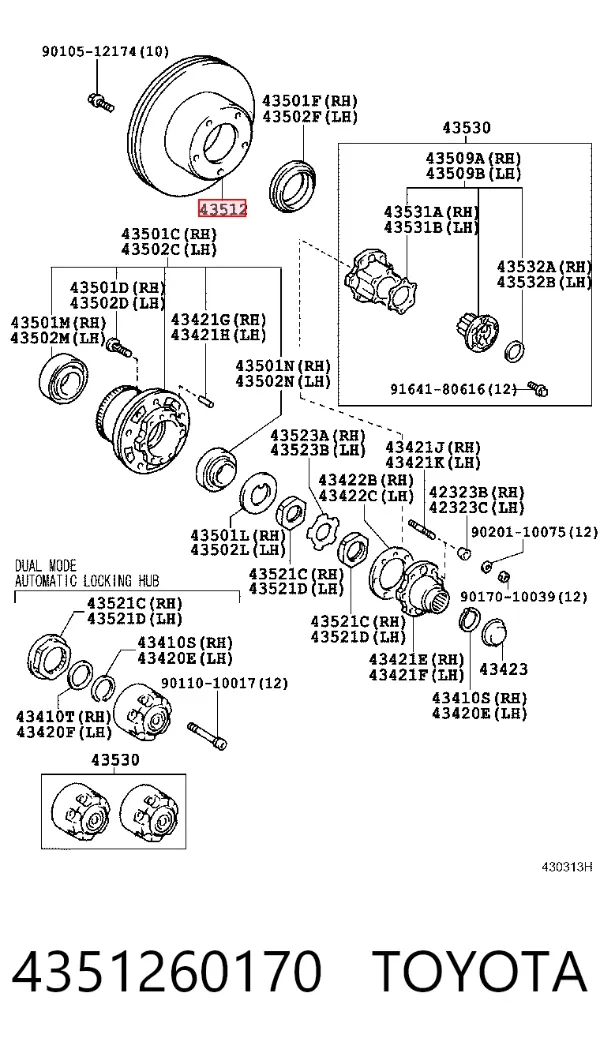 Disco de freno 4351260170 Toyota