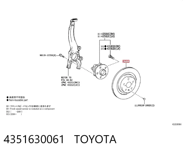 Disco de freno 4351630061 Toyota