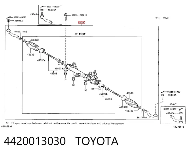 Cremallera de dirección 4420013030 Toyota