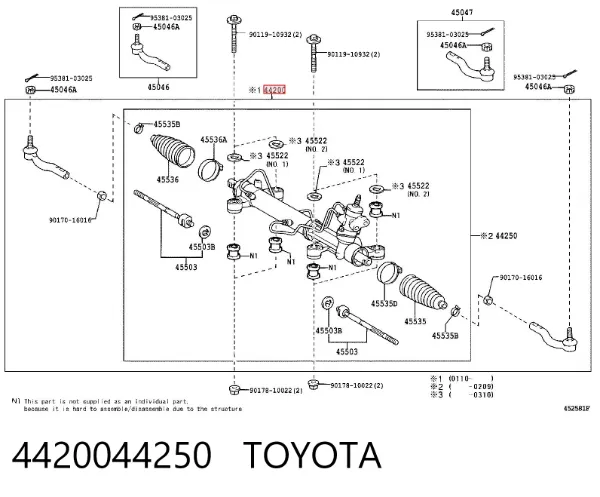 Cremallera de dirección 4420044250 Toyota