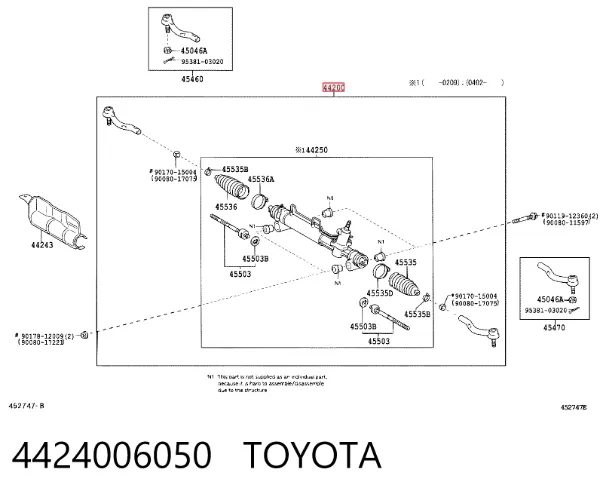 Cremallera de dirección 4424006050 Toyota