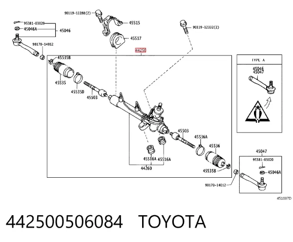 Cremallera de dirección Toyota Avensis I