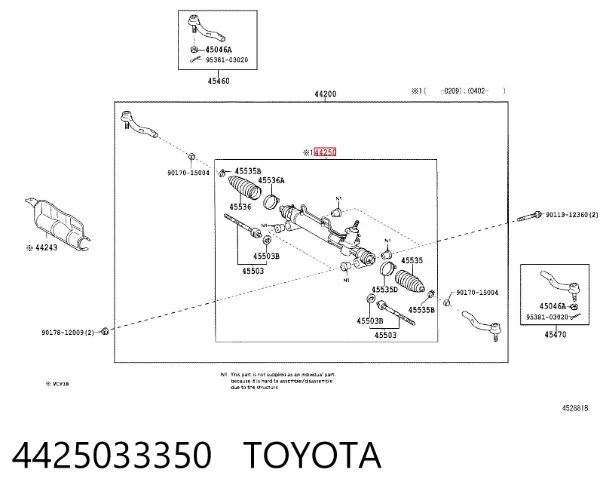 Cremallera de dirección 4425033350 Toyota