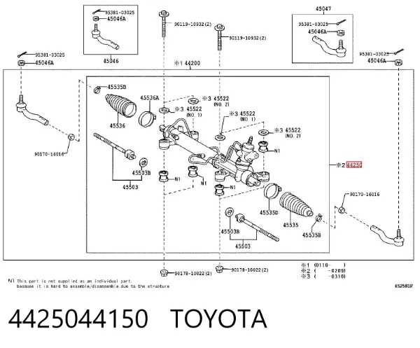 Cremallera de dirección 4425044150 Toyota