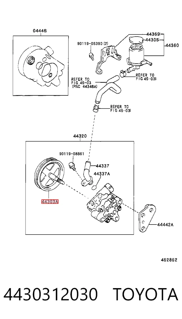 Polea de la bomba de dirección asistida 4430312030 Toyota