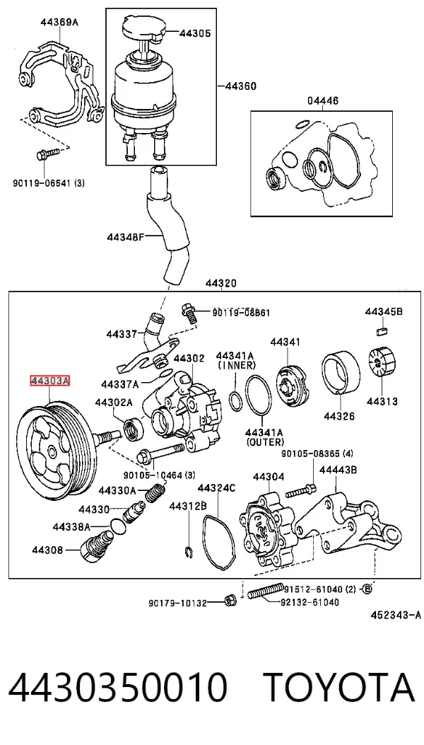 Polea de la bomba de dirección asistida 4430350010 Toyota