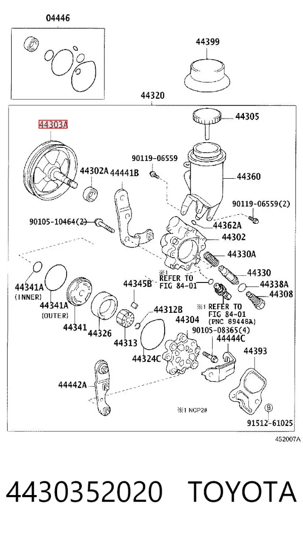 Polea de la bomba de dirección asistida 4430352020 Toyota