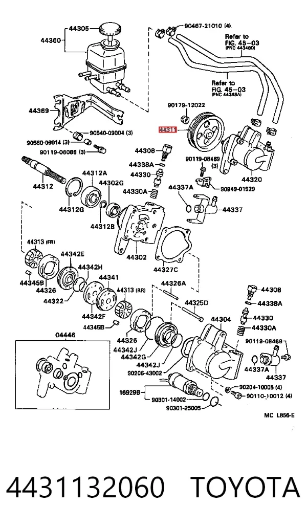 Polea de la bomba de dirección asistida 4431132060 Toyota