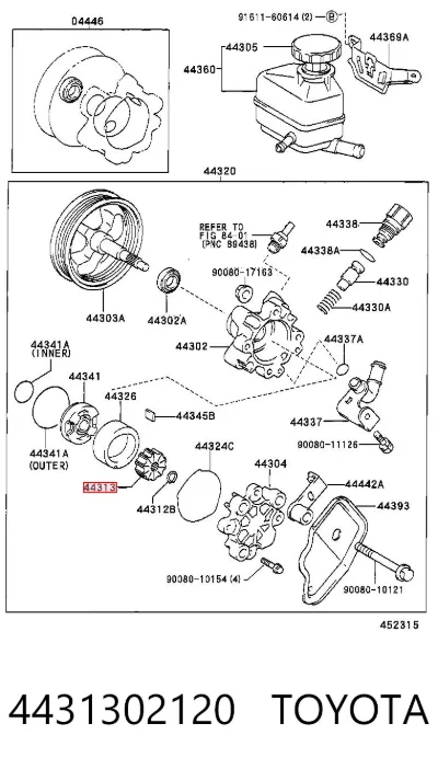 Rotor de bomba de dirección asistida TOYOTA 4431302120