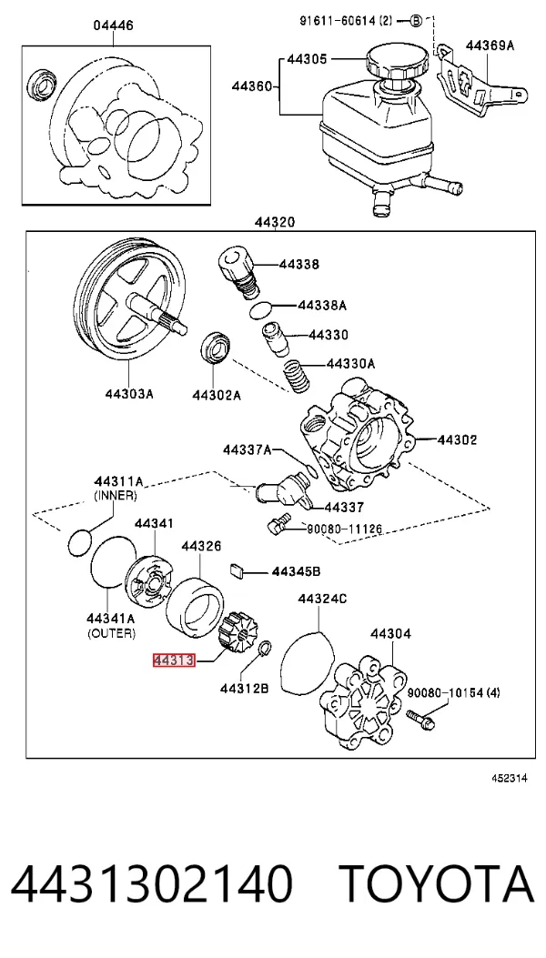 Rotor de bomba de dirección asistida 4431302140 Toyota