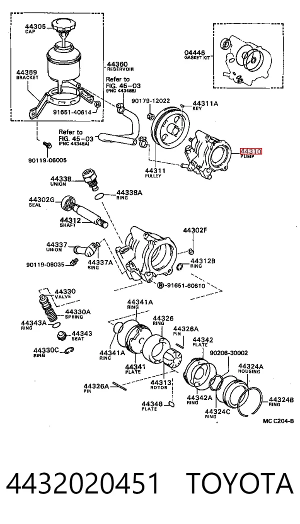 Bomba de dirección 4432020451 Toyota
