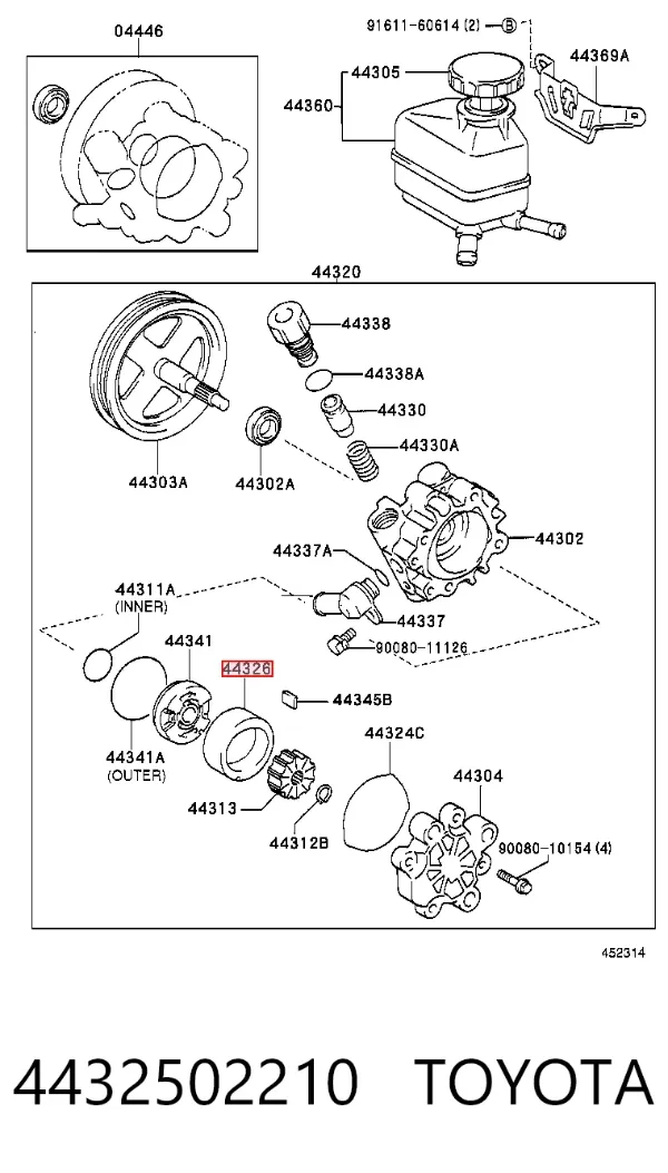 Rotor de bomba de dirección asistida 4432502210 Toyota