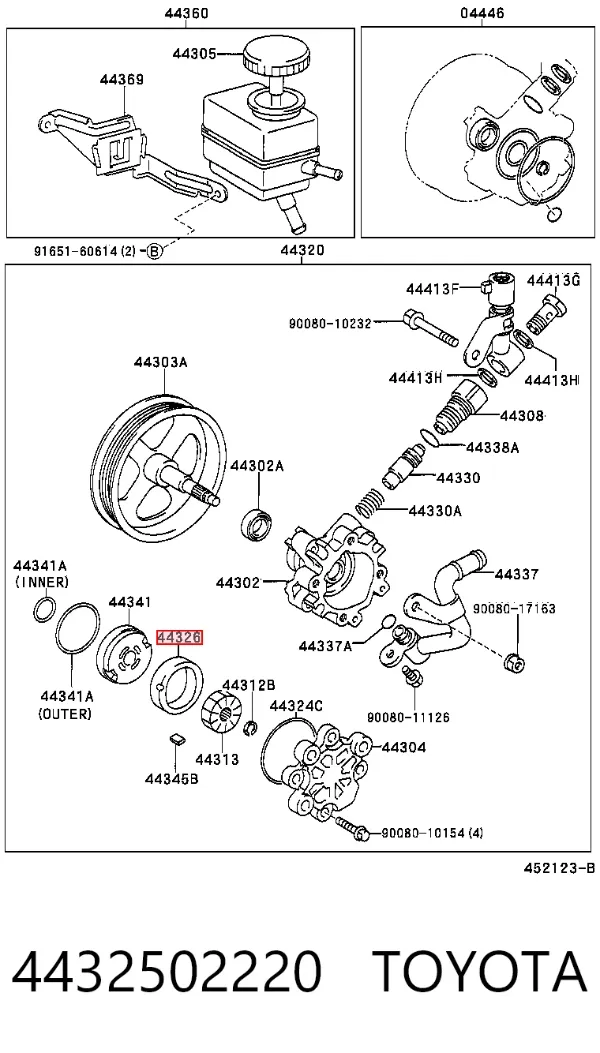 Rotor de bomba de dirección asistida 4432502220 Toyota