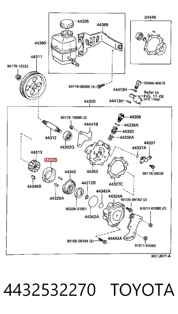 Rotor de bomba de dirección asistida 4432532270 Toyota