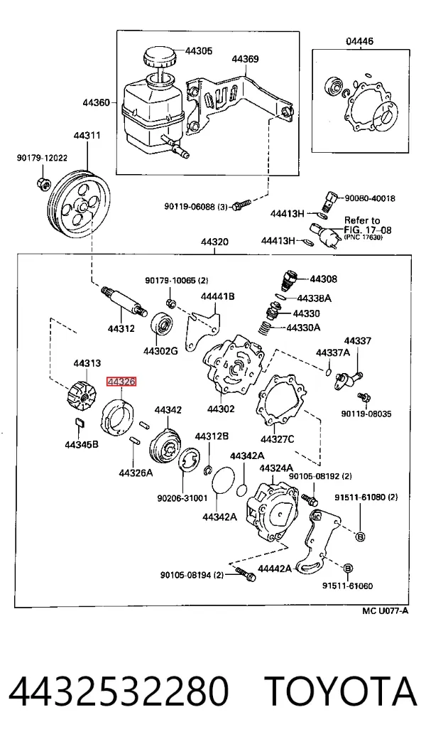 Rotor de bomba de dirección asistida 4432532280 Toyota