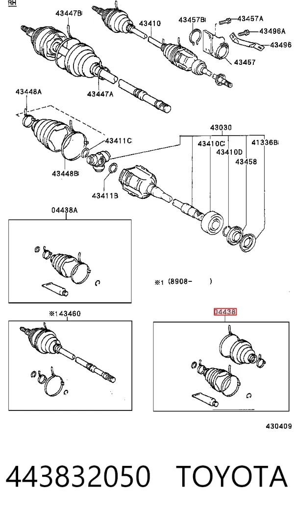 Fuelle de palier delantero exterior 443832050 Toyota