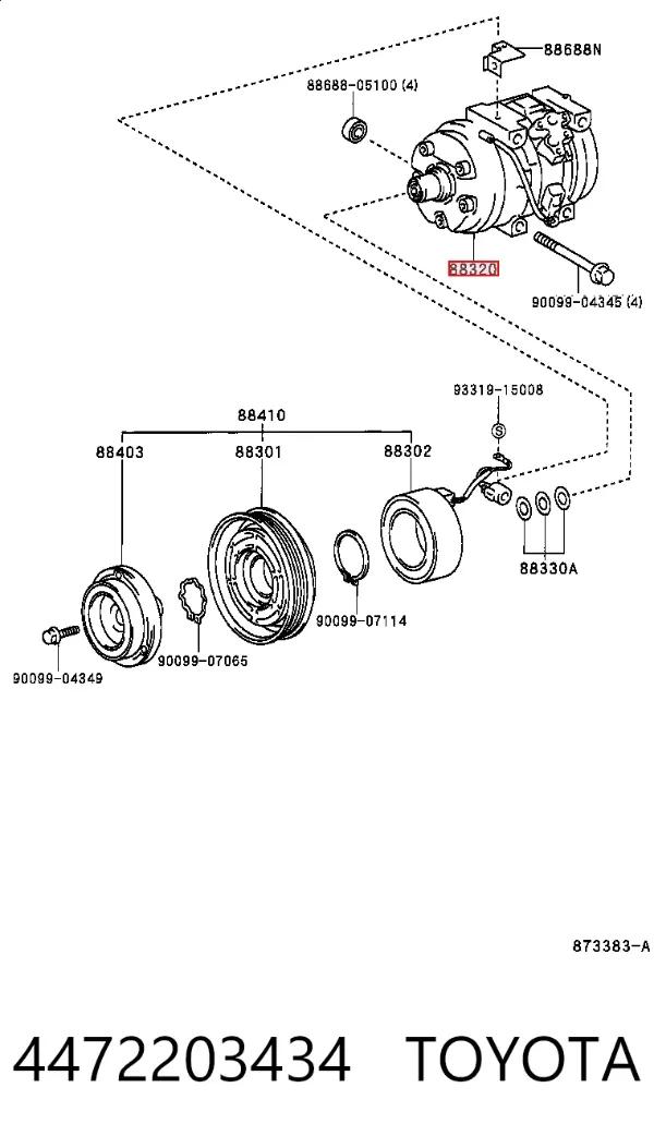 Compresor de aire acondicionado 4472203434 Toyota