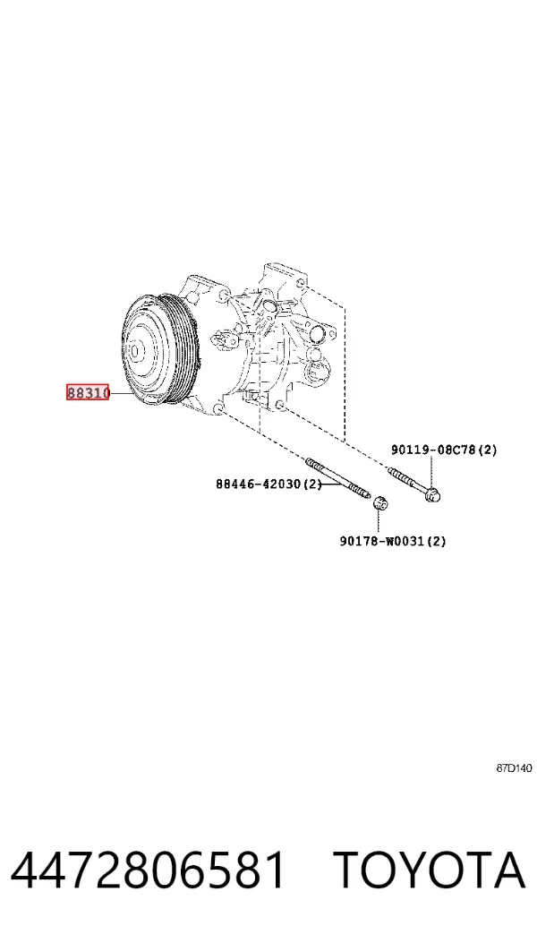 Compresor de aire acondicionado 4472806581 Toyota