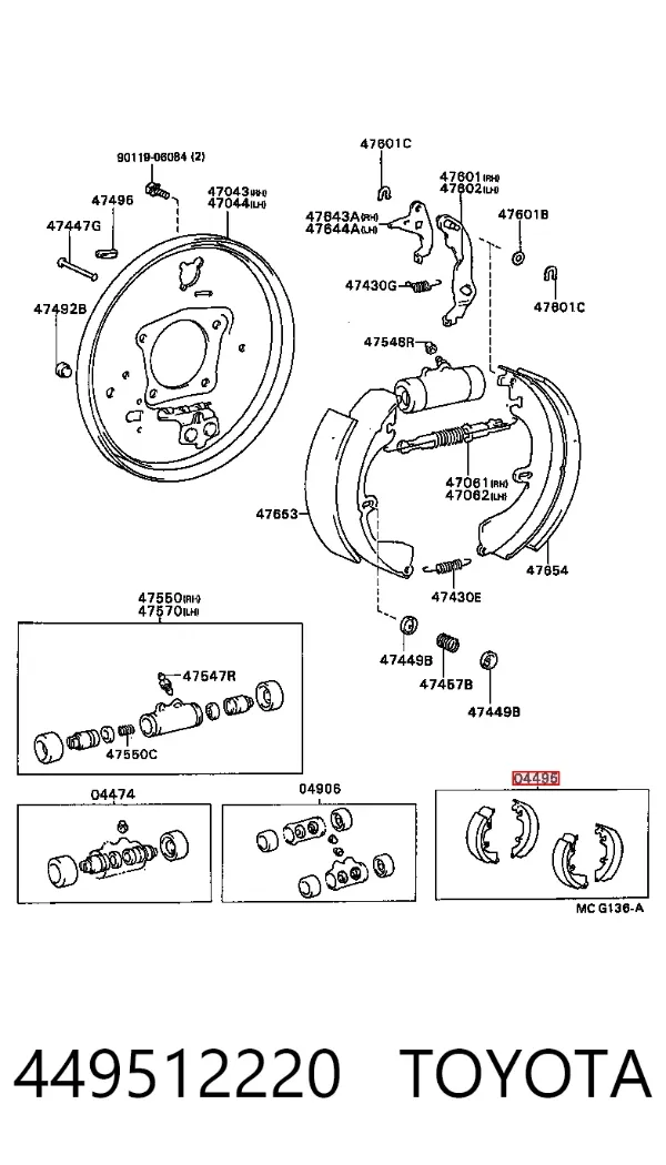Zapatas de freno 449512220 Toyota