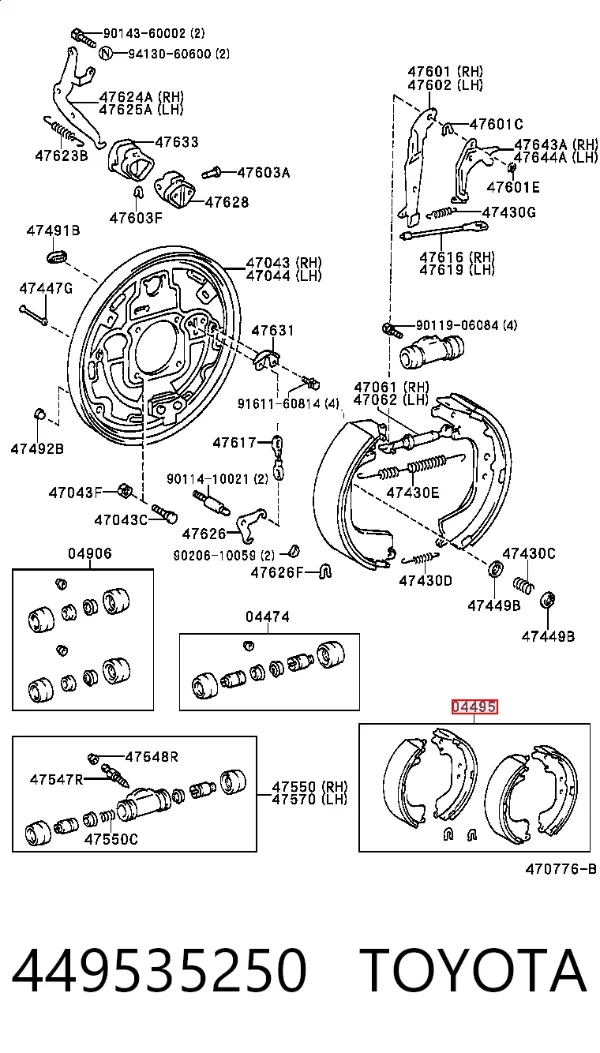 Zapatas de freno 449535250 Toyota