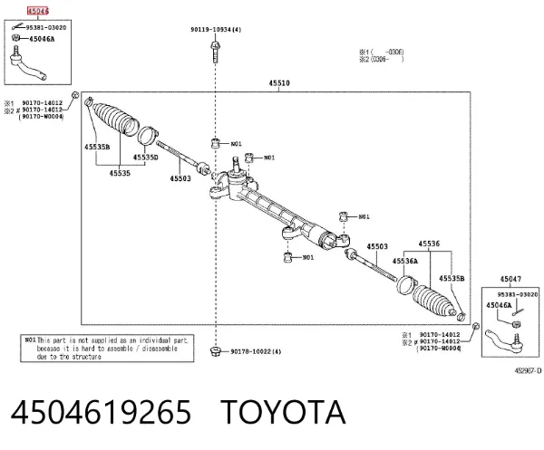 Rótula barra de dirección 4504619265 Toyota