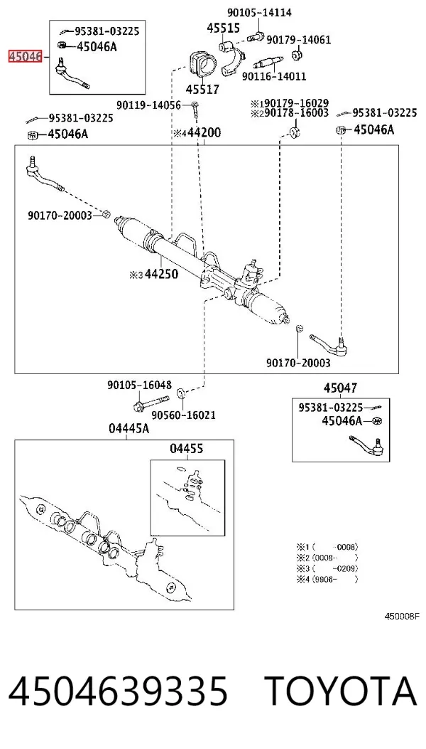 Rótula barra de dirección 4504639335 Toyota
