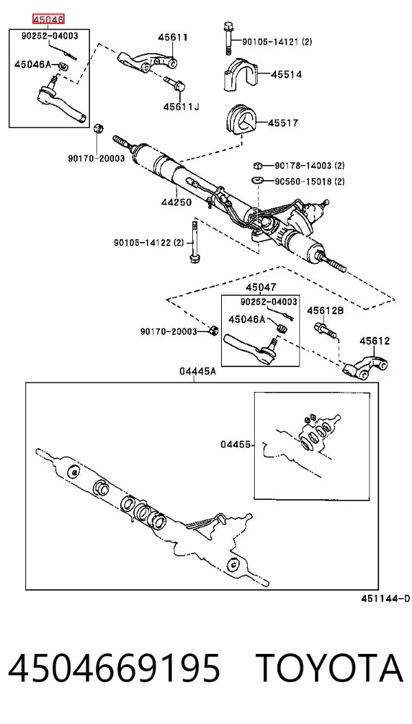 Rótula barra de dirección 4504669195 Toyota
