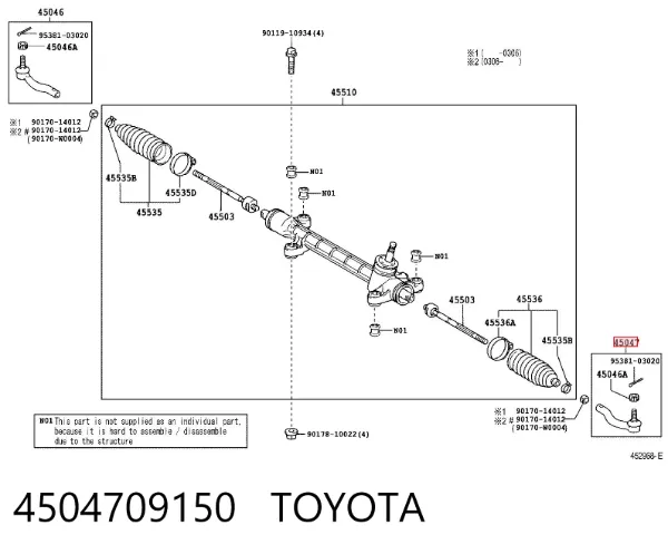Rótula barra de dirección 4504709150 Toyota
