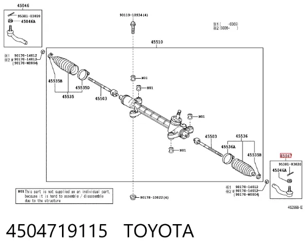 Rótula barra de dirección 4504719115 Toyota
