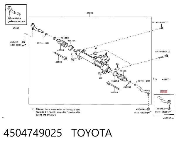 Rótula barra de dirección 4504749025 Toyota
