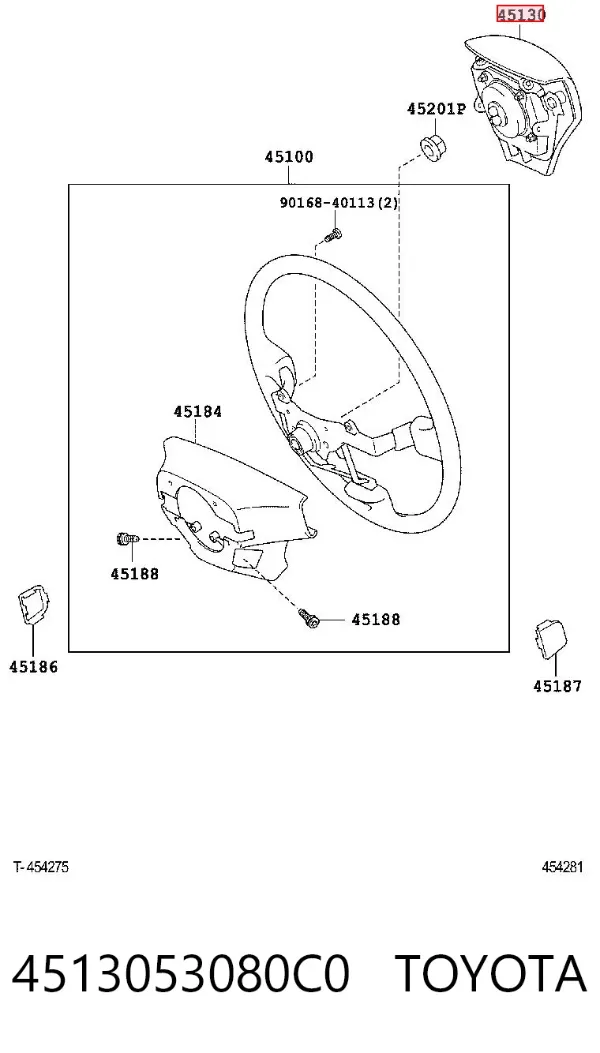 Airbag de volante 4513053080C0 Toyota