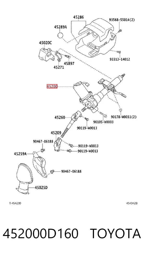 Columna dirección 452000D160 Toyota