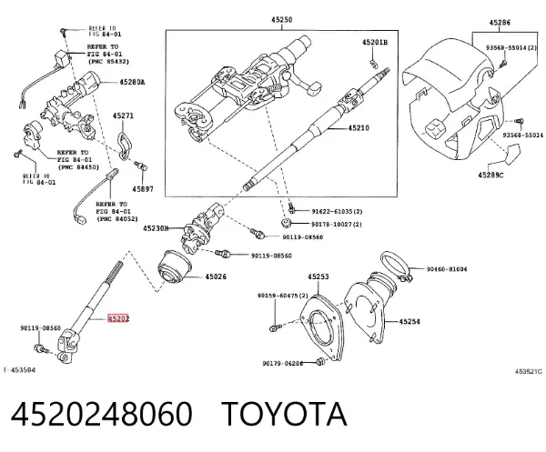 Eje inferior de la columna de dirección 4520248060 Toyota