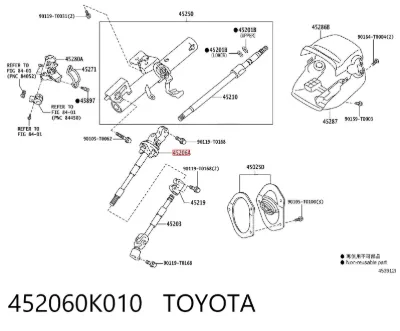 Eje superior de la columna de dirección TOYOTA 452060K010