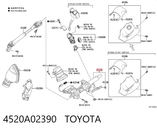 Columna dirección 4520A02390 Toyota