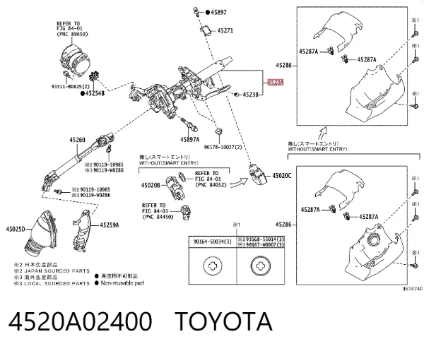 Columna dirección 4520A02400 Toyota