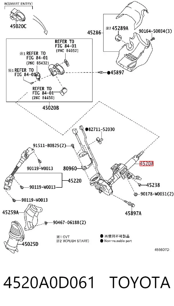 Columna dirección 4520A0D061 Toyota