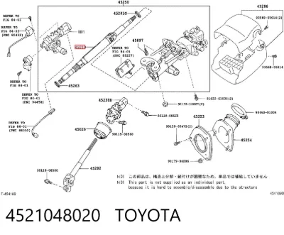 Eje superior de la columna de dirección TOYOTA 4521048020