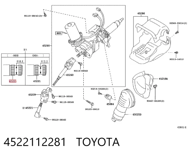 Eje inferior de la columna de dirección 4522112281 Toyota