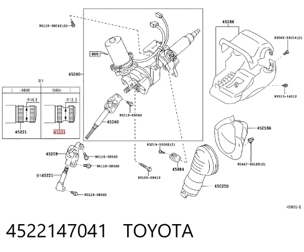 Eje inferior de la columna de dirección 4522147041 Toyota